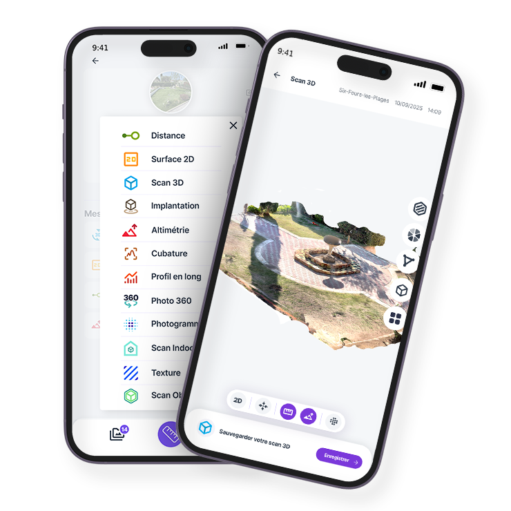 Illustration application smartphone de mesure et tracés en réalité augmentée