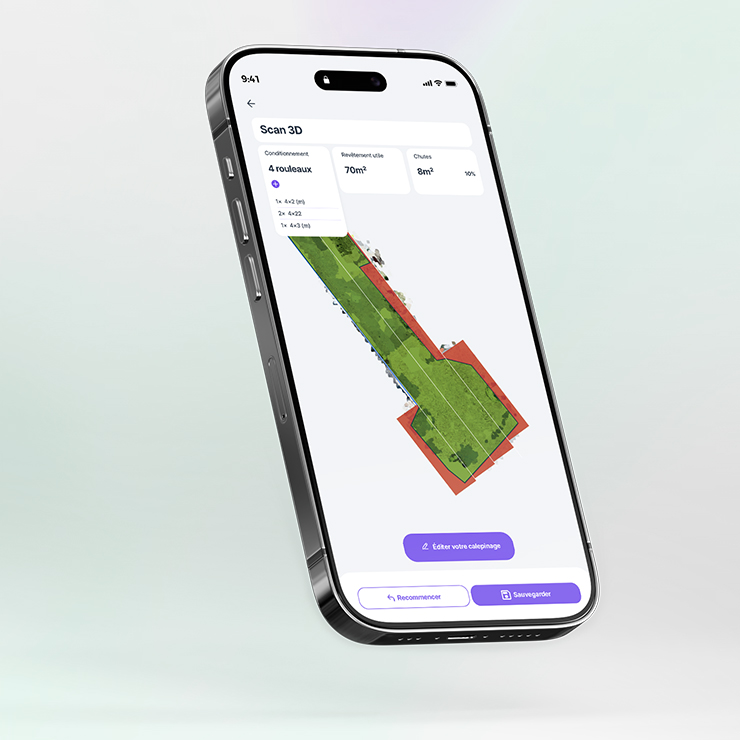 Application mobile calepinage gazon synthetique