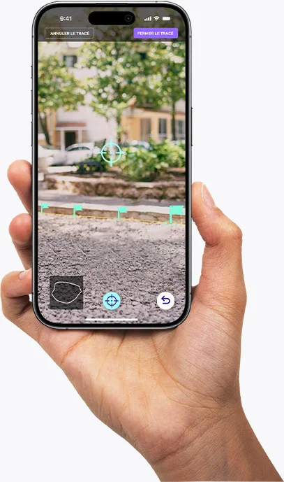 Application mobile Ezeecam en cours de tracé et d'acquisition de point - stabilisateur de gravier