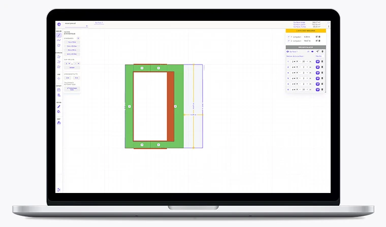 Positionnement de rouleaux de gazon synthétique avec le logiciel Ezeecam